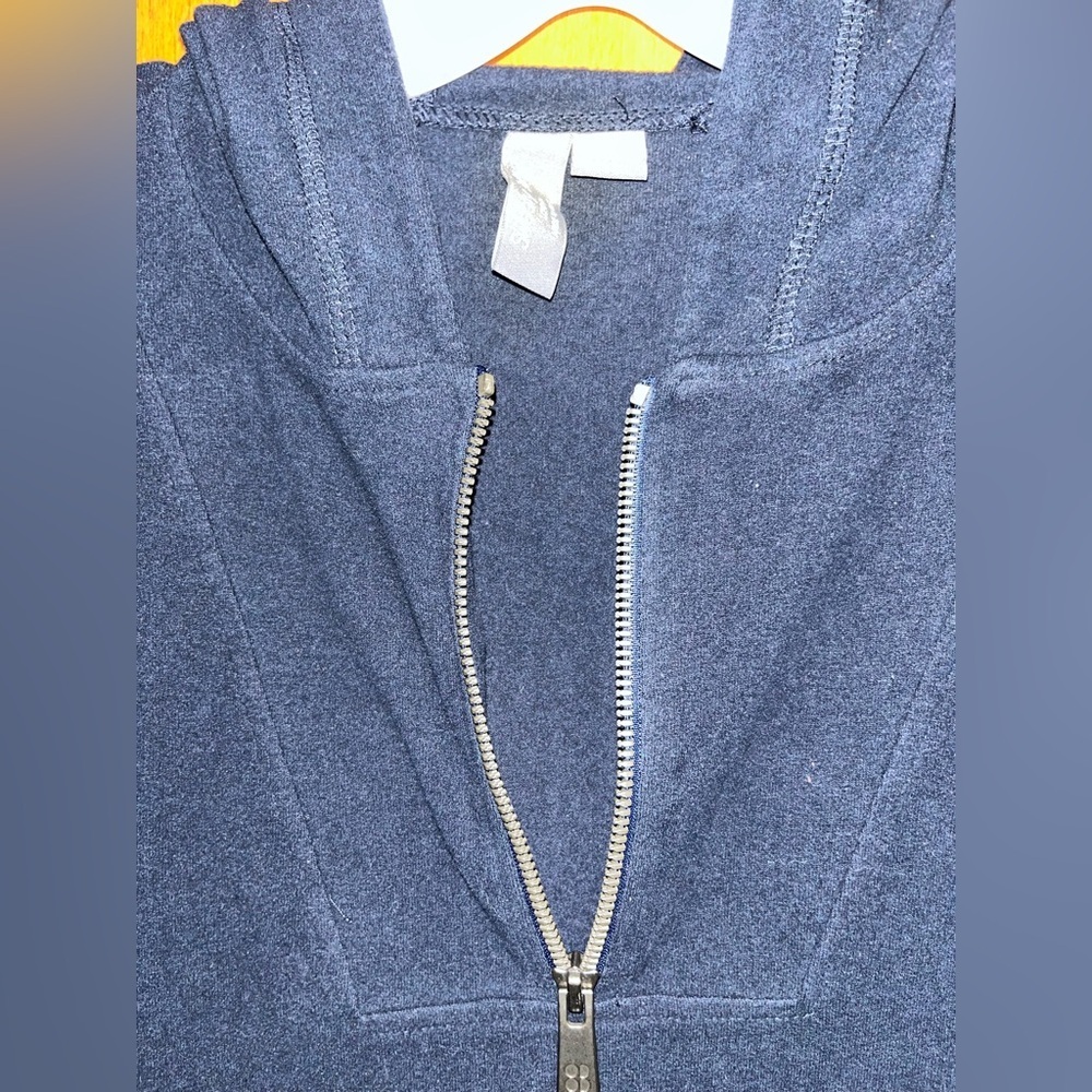 Sweaty Betty London Italian Fleece Quarter Zip Hooded Navy Sweater Size 6​​ - Picture 4 of 6